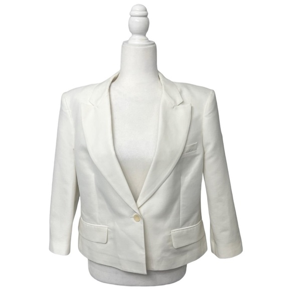 BCBGMaxAzria Natalia Off White Cropped Lace Back Jacket - Size Large - Picture 1 of 14